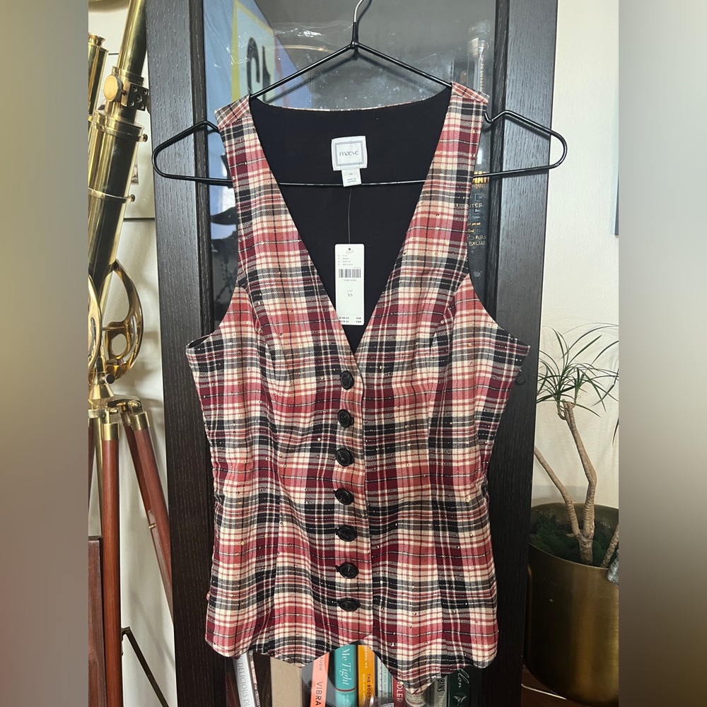 Anthropologie Maeve Plaid Button-Up Vest NWT - Picture 5 of 10
